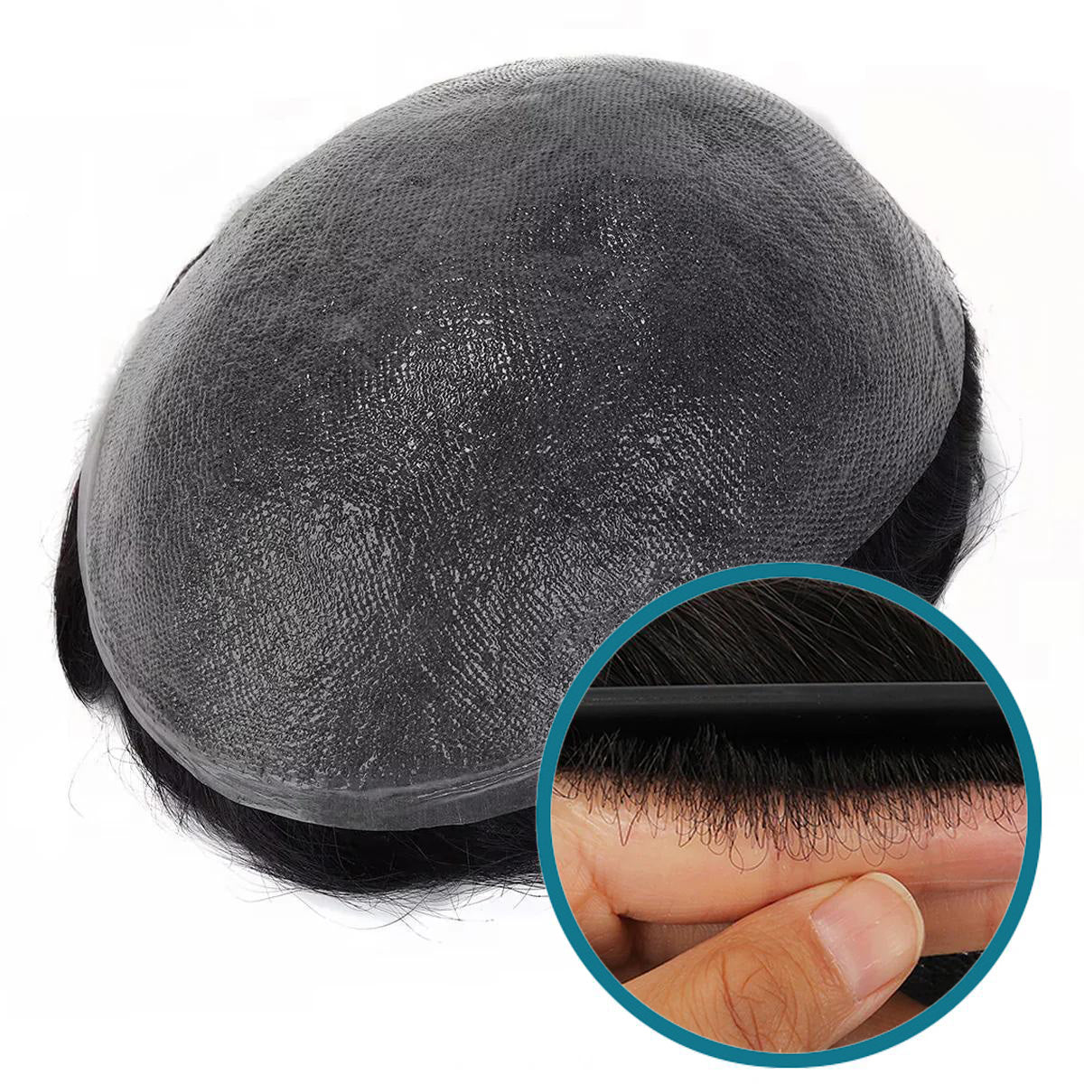 0204mm Pu v Loop Thin Skin Toupee Invisible Natural Front Line Human Hair Wig for Men