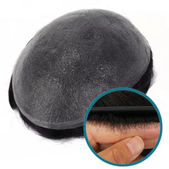 0204mm Pu v Loop Thin Skin Toupee Invisible Natural Front Line Human Hair Wig for Men
