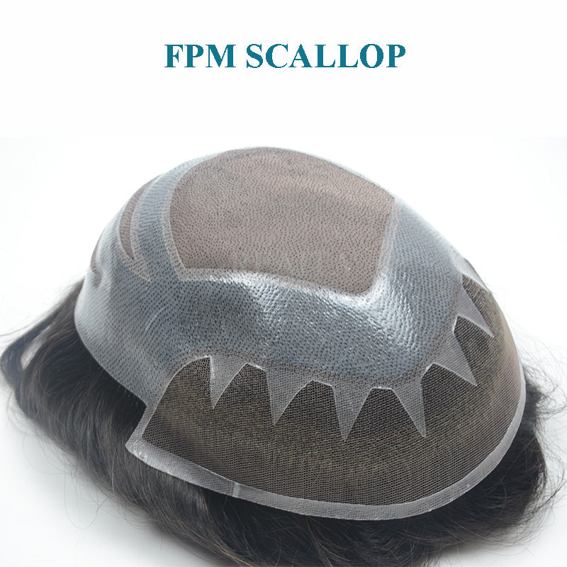 FPM SCALLOP Indian Hair Human Hair Type Fine Mono Base Toupee
