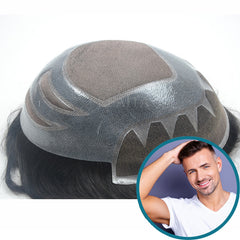 FPM SCALLOP Indian Hair Human Hair Type Fine Mono Base Toupee