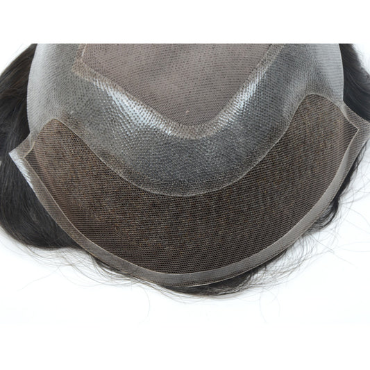 FPM Men Toupee Mono Base with PU Around and Lace in Front Human Hair Men Toupee