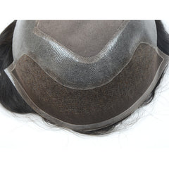 FPM Men Toupee Mono Base with PU Around and Lace in Front Human Hair Men Toupee
