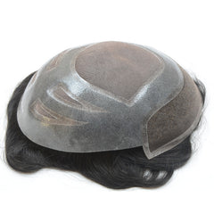 FPM Men Toupee Mono Base with PU Around and Lace in Front Human Hair Men Toupee