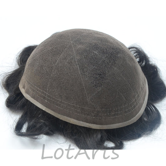 Full Lace Human Hair Mens Toupee Hair Units Natural Hair System