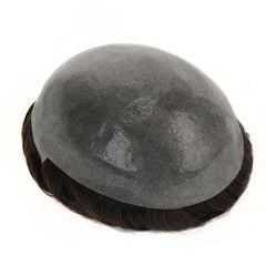 high quality human hair thin skin pu knots men toupee