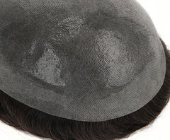 high quality human hair thin skin pu knots men toupee