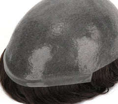 high quality human hair thin skin pu knots men toupee