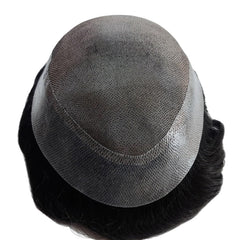 Mono PU Remy Hair Toupee Fine Mono Lace Indian Human Hair Replacement Wig for Men