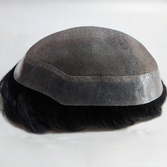 Mono PU Remy Hair Toupee Fine Mono Lace Indian Human Hair Replacement Wig for Men