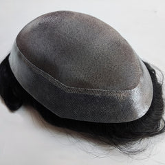 Mono PU Remy Hair Toupee Fine Mono Lace Indian Human Hair Replacement Wig for Men