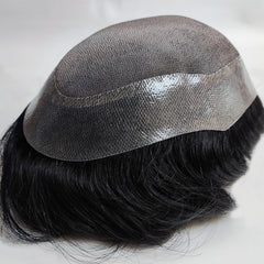 Mono PU Remy Hair Toupee Fine Mono Lace Indian Human Hair Replacement Wig for Men