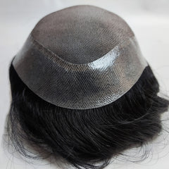 Mono PU Remy Hair Toupee Fine Mono Lace Indian Human Hair Replacement Wig for Men